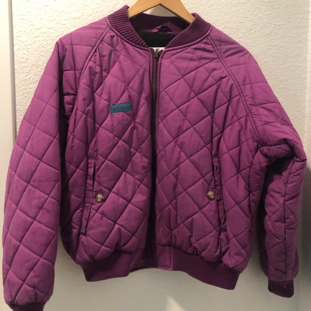 COLUMBIA Quilted Bomber Jacket in Plum